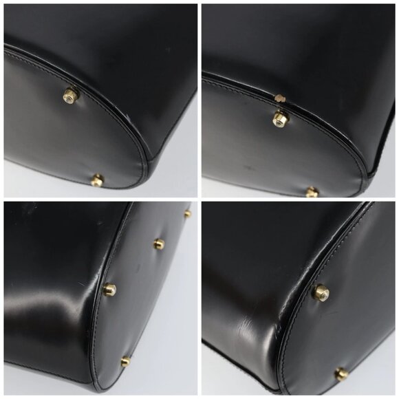 GUCCI Shoulder Bag Enamel Black Gold - Picture 16 of 16